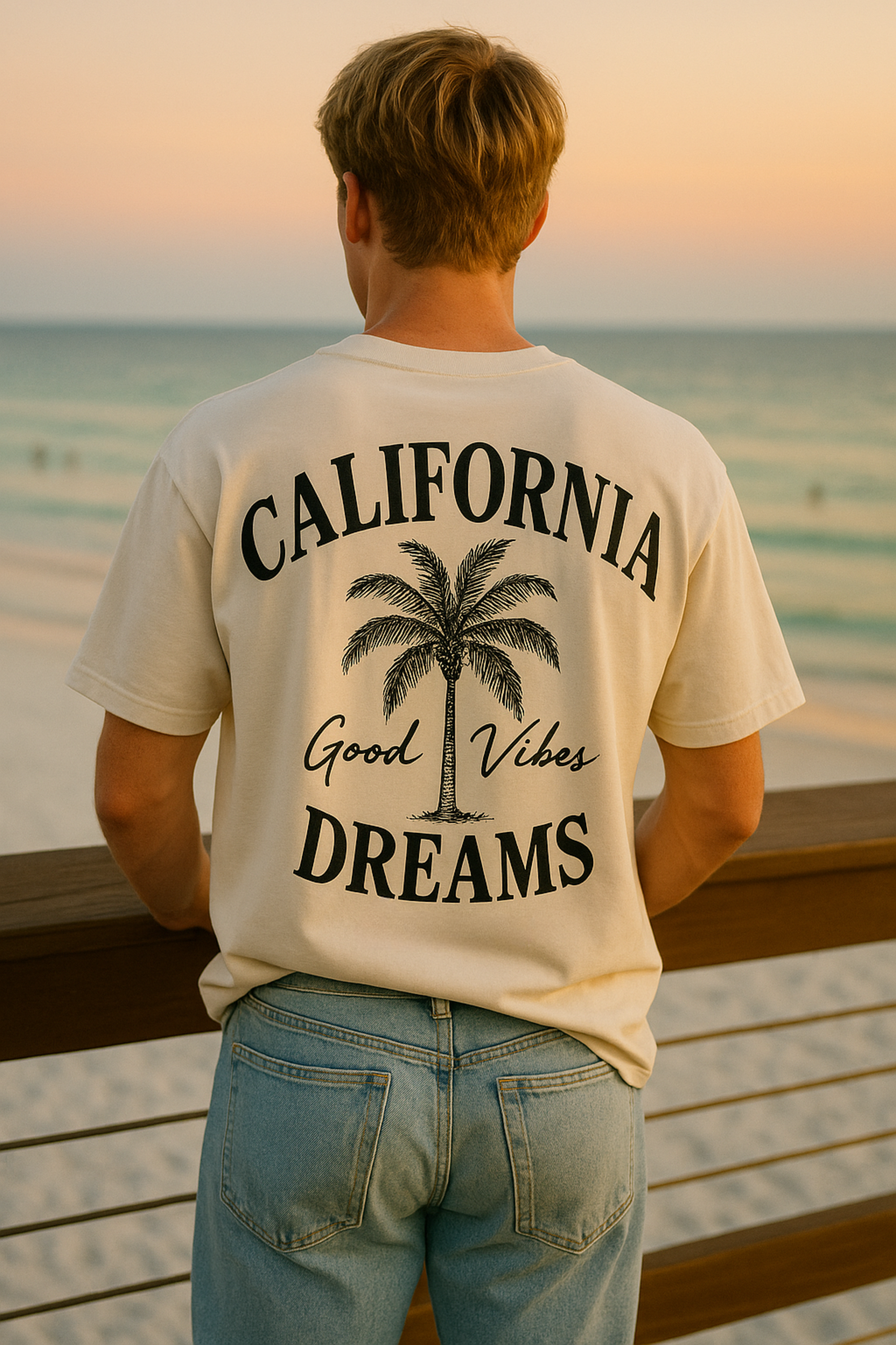 Camiseta "California Dreams – Good Vibes"